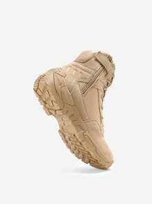 Men's Military Tactical Work Boots Leather Motorcycle Combat Boots - Khaki - View 5