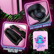 Disney Stitch Suitcase Hard Shell 49.5 X 32 21cm 28L Capacity 4 Spinner Wheels Extendable Handle Travel Essentials - Pink - View 6