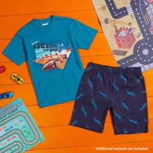 Hot Wheels Short Pyjama Set Cotton 2 Piece Loungewear Gift - Blue - View 2