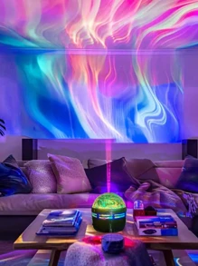 1pc LED Wave Light Projector With Remote Control, Arctic Aurora Effect, Multi-Color Adjustable, Bedroom Night Light Projector, Home Theater, Ceiling Projection, Creates Romantic & Cozy Ambiance, Versatile Decorative Projection Lamp, Suitable For Holidays