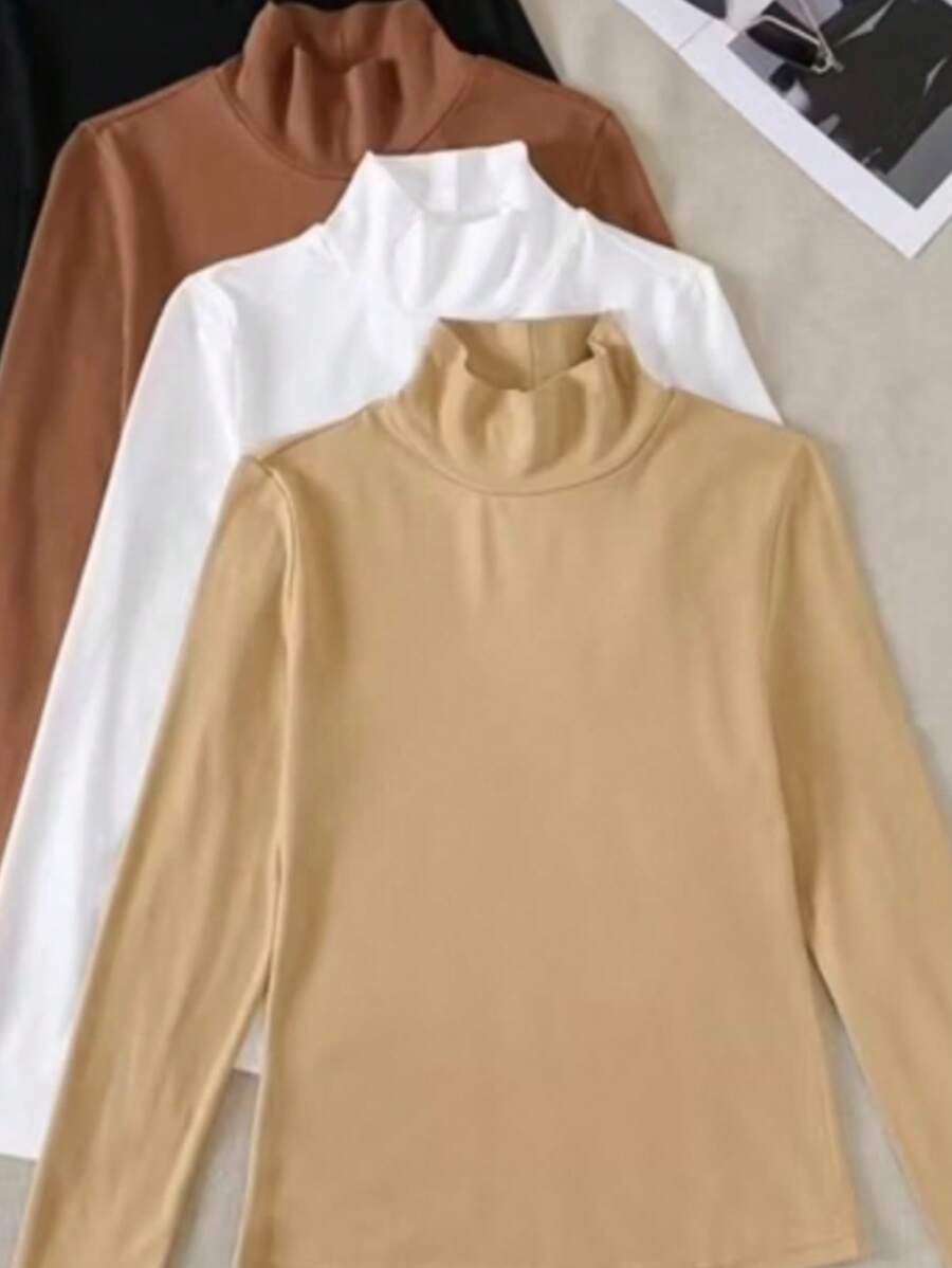 Women's Blouse Kits High Collar Second Skin Suplex Cacharrel Modern Casual Elegant Day Day - 棕色 白色 卡其色 - 查看 1