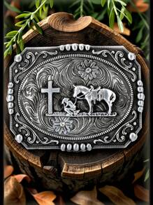 Klamra do paska ze skóry z kwadratowym krzyżem, średnica wewnętrzna 3,7 cm, styl vintage Vogue Fierce, lato, szkoła, codzienny, biznes, prezent dla chłopaka, męża, ojca, taty, mężczyzna, odzież codzienna, moda, nastolatek, outdoor, wakacje, sport, podróż, ulica, boho, vintage, jesień, halloween, akcesoria jesienno-zimowe, odpowiednie dla nastolatków, młodzieży, mężczyzn, na co dzień, outdoor, sport, wakacje, prezenty na ukończenie szkoły, urodziny, odzież codzienna - Czarne - Zobacz 4