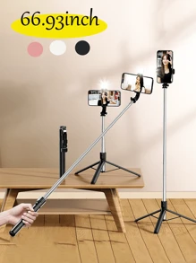 Treppiede bastone per selfie retrattile da 170 cm con telecomando senza fili, compatibile con e smartphone Android, adatto per live streaming, vlog, raduni familiari, riprese di feste di Natale, per selfie tenuti in mano, attività all'aperto, interviste per vacanze estive, viaggi, attività all'aperto, supporto treppiede per live streaming