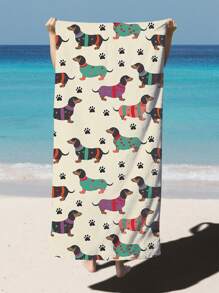 1pc Colorful Sausage Dog Printed Beach Towel, Suitable For Summer Beach, Swimming Pool, Swimming, Relaxation, Party, Holiday Accessories For Men And Women, Travel Essential, Beach Must-Have Beach Essentials