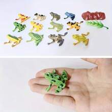 12件套迷你青蛙玩具套装，逼真青蛙摆件装饰，仿真雨林青蛙草坪装饰玩具，水族箱装饰品，万圣节装饰品，节日礼物 - 彩色 - 查看 6