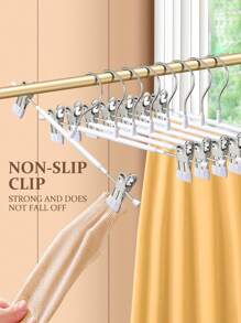 25 Pack Pants & Skirt Hangers With Clips, Metal Non-Slip Pants Hangers For Jeans Clothes Hangers, Ladies Shorts Hangers, Space Saving Clothing Hangers, Suitable For Adults, Men, Women,
