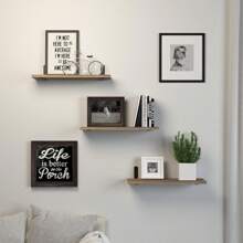 Juego de 1 estantería rústica de madera, estante flotante de estilo granja para decoración de pared, estantes colgantes para baño, dormitorio, almacenamiento, cocina, sala de estar, decoración de hogar de otoño