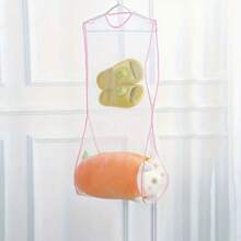 1pc Polyester Pillow And Toy Hanging Dry Bag, Wall Mounted Foldable Mesh Drying Rack, Windproof Design, Laundry Net Bag, Suitable For Household Use