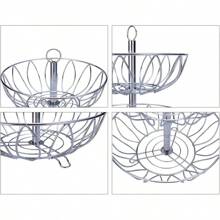 Rice Rat Fruit Stand Vegetables Basket Counter Top Fruit Basket Bowl Storage For Kitchen Home Metal Cast Iron (2 Tier-Black)