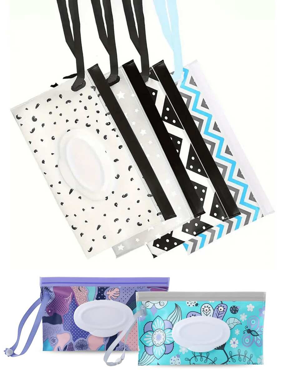 2pcs Wipes Containers, Reusable Portable Wet Wipe Pouch,Portable Flip Cover Snap-Strap Self-Sealing Paper Towel Masks Storage Dispenser Bag Clutch Bag,Travel Wet Wipe Holder, Makeup Bag Make Up Accessories Travel Essentials Travel Organizer For Beach Summer Vacation