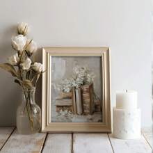 1 件春季花卉印花柔软 Cottagecore 可打印墙壁艺术轻学院春季装饰书堆画精致花卉墙壁艺术、极简主义花卉植物家居墙壁艺术、礼物、有趣和创意的家居墙壁装饰、卧室、客厅、厨房、浴室、咖啡厅、宿舍墙壁艺术帆布海报