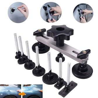 车身凹痕拉拔器套件，免漆凹痕修复套件，带桥式拉拔器，适用于汽车凹痕去除套件（黑色）