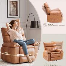 Broadfashion Recliner Chair, Swivel Rocker Recliners, 360° Swivel Reclining Chair With Heat And Massage For Living Room, Bedroom