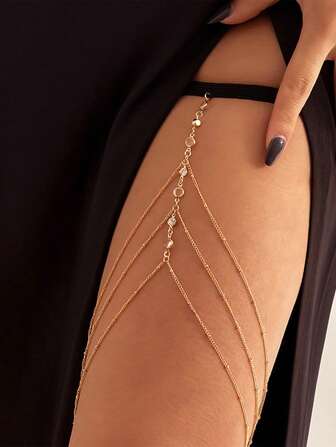 1-Piece Set Of Extremely Simple Stone Beaded Tassel Leg Chain, Golden Sexy And Stylish Leg Band, Suitable For Ladies To Wear Daily Beach Party Gifts (Including Size, Purchase With Caution, Requires Careful Care)