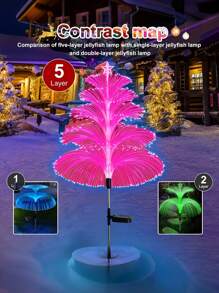 1/2/4个装太阳能五层水母星形灯，圣诞树灯，花园草坪地面嵌入式装饰灯，适用于小路、庭院、露台、户外派对和花园照明 - 彩色 - 查看 6