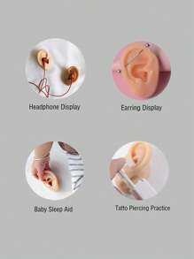 1 件装软硅胶耳朵模型纹身练习身体珠宝展示穿孔工具耳环展示工具不同颜色模型展示架套件