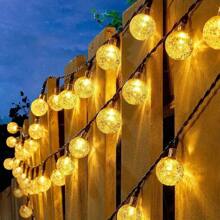 1PC 20LED/30LED/50LED/100LED Outdoor Solar Bubble Ball String Light, 8 Flashing Modes, Suitable For Garden, Courtyard, Wedding, Party, Balcony Decoration (Warm White, White, Color)