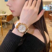 Genuine Women's Luxury Waterproof Quartz Watch - Niche High-End Design - Hoa hồng vàng - Xem 1