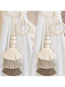 1/2 件波西米亚带窗帘配件，简约窗帘扣流苏装饰，家居装饰 - 彩色 - 查看 9