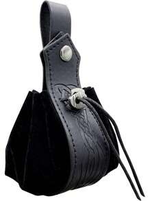 Leather Drawstring Pouch Nordic Embossed Belt Bag Vintage Renaissance Waist Bag Leather Drawstring Change Purse Medieval Belt Accessories For Men Women Halloween - A - View 3