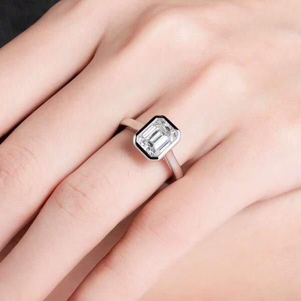 ANU JEWEL خاتم موتسانيتي قياس 7*9 مم / 3.0 قيراط، خاتم ذو قطع زمردي، مناسب كهدية خاتم زفاف