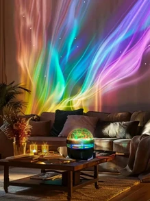 1pc LED Wave Light Projector With Remote Control, Arctic Aurora Effect, Multi-Color Adjustable, Bedroom Night Light Projector, Home Theater, Ceiling Projection, Creates Romantic & Cozy Ambiance, Versatile Decorative Projection Lamp, Suitable For Holidays
