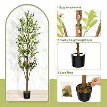 7 FT Artificial Olive Tree - Lifelike Faux Silk Olive Plant With Olive Leaves, Ideal For Home (Living Room, Bedroom, Balcony Corner), Office, And Garden Decor. - 5ft - View 5