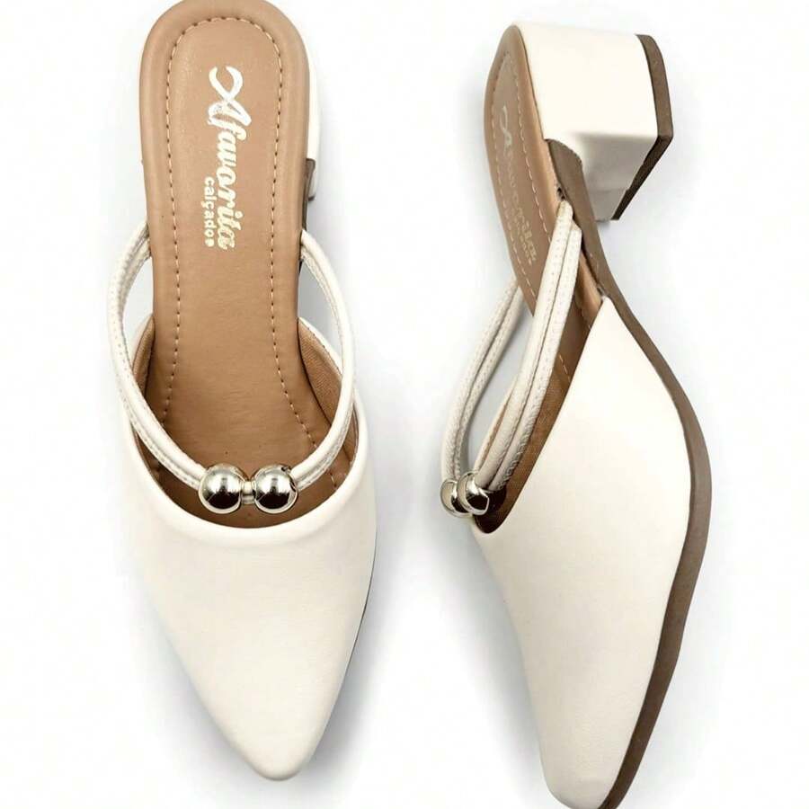 Women's 2 In 1 Mule Heel Medium Heel - Champán - Ver 1