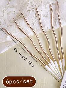 6pcs Pack Curly Gold Dipped Birthday Cake Candles, Romantic Party Decorations