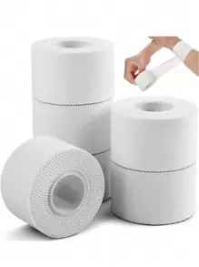 1pc White Wrist & Ankle Support Bandage, With Adhesive Tape And Serrated Gauze, Sports Bandage, White Tape, Fitness Accessories, Sports Tape - White - View 2