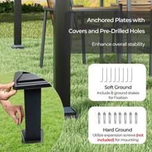 Lifezeal 10' X 10' Outdoor Pergola With Retractable Canopy Heavy-Duty Metal Columns - Gray and Black - View 8