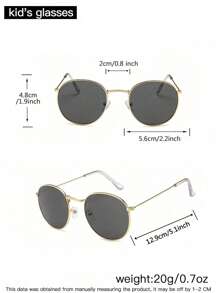 1 PC Teen 14-16Y Metal Round Frame Fashion Gold Eyeglasses For Holiday Outing, Costume Matching - Multicolor - View 10