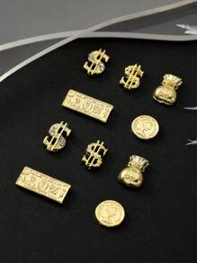 10Pcs/Pack Random Assortment Gold Coin & Dollar Money Bag 3D Nail Art Decorations Nail Supplies Nails Nail Charms Nail Gems