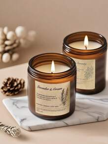 1pc Brown Bottle Retro Glass Smokeless Scented Candle, Long Time, Natural Plant Wax, For Gift, Wedding Decoration, Friend Gift, Home Decoration