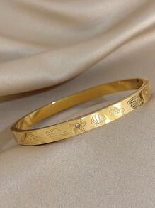 1 pieza Brazalete geométrico de circonita para mujeres, brazalete de acero inoxidable apilable, joyería diaria y de fiesta, regalo para el Día de la Madre