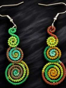 Handmade Colorful Retro Woven Rainbow Earrings, Fashionable Earrings For Women, Elegant Accessories For Home, Casual, Street, Party, Classic Souvenir, Ideal Gift For Valentine's Day, Birthday, Anniversary
