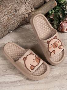 Women's Cute Cartoon Animal Capybara Pattern Indoor Home Comfortable Non-Slip Soft Bottom Open-Toe Slippers - Khaki - View 5