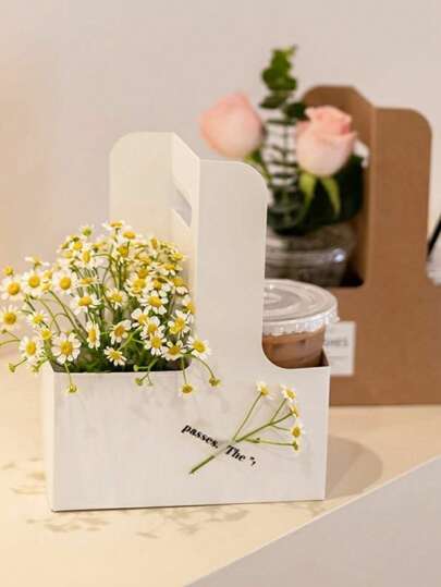 Set de 5 piezas/10 piezas/25 piezas Cajas de jacquard de café (blanco, marrón, rosa, verde), cajas para eventos y fiestas, cestas de papel kraft para flores, bolsas para té con leche, cajas para llevar, cajas para ramos de pasteles y postres, accesorios para flores, para reuniones, regalos para el Día de la Madre, fiestas de cumpleaños, actividades de equipo de la empresa, regalos para amigos, regalos para reuniones, oficina, al aire libre.