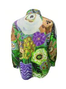 Women's Vintage Lovely Floral Art Print Casual Long Sleeve Comfortable Shirt Back To School Fall Women Clothes