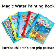 1pc Magic Water Drawing Book With Pen (Color Random), Reusable Doodle Fill-In Book, Early Educational Toy, Suitable As Holiday Gift,Back To School