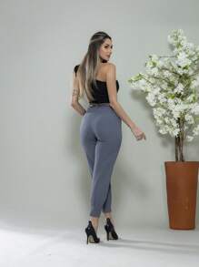 Carrot Pants With Zipper On The Leg, Tailored C3095 - 灰色 - 查看 6