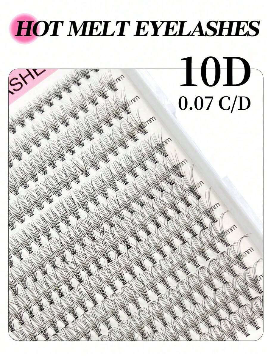 280簇10D自然假睫毛簇，长度9-14mm混合，C型卷曲蓬松假睫毛分段式单根0.07mm，柔软轻盈，适合初学者自嫁接DIY手工仿貂皮假睫毛，睫毛簇，单根睫毛，睫毛，假睫毛