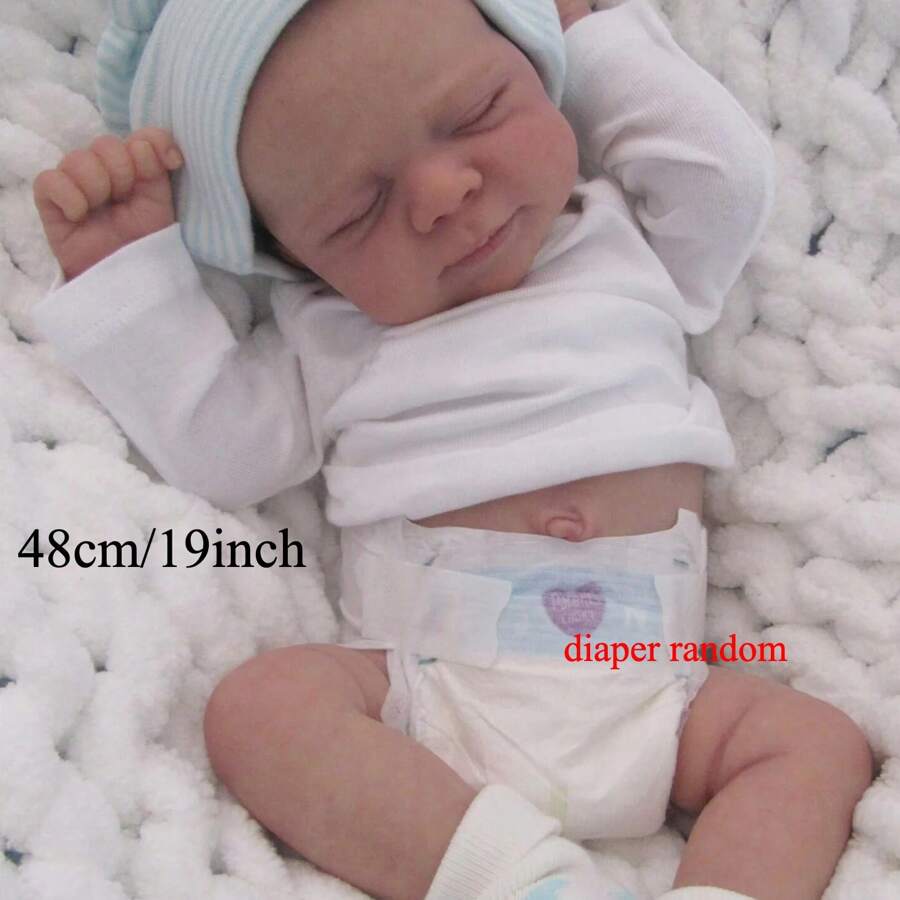 48cm 19inch Full Body Soft Vinyl Reborn Baby Girl Doll With 3D-Paint Skin And Visible Veins Like Real Sleeping Baby Newborn Bathe Toy For Children Birthday Gift