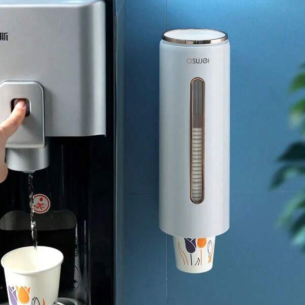 Soporte Dispensador Automático Desechable para Vasos, Organizador de Vasos para Bebidas Montado en Pared para Hogares, Sin Necesidad de Perforación