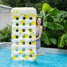 1pc Inflatable Watermelon & Lemon Shape Float, Outdoor Water Recreation Floating Mat, Thick PVC Lounging Bed, Swimming Pool, Beach Leisure Hole Chair Pool Float - Multicolor - View 3