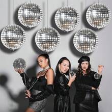 10 bolas de discoteca prateadas de 22/18/10 polegadas, bolas de discoteca 4D para decoração de festa discoteca na década de 1970