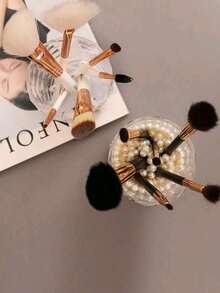 1个透明水晶化妆刷收纳筒，刷架，家用化妆品盒，眉笔，梳子和梳妆台 - 透明 - 查看 6