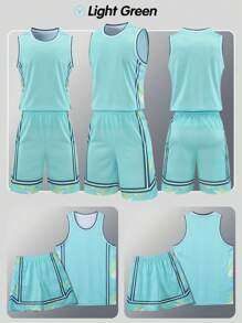 2 Stücke personalisiertes Basketball Trikot für Tween Jungen - mit individuellem Teamname, Nummer und Foto Bedrucktes Tank Top + Shorts, atmungsaktiv, schweißabsorbierend, Outdoor-Aktivitäts-Sportset