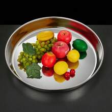 1-3 Stück extragroße runde Edelstahl Servierplatten, geeignet für Dampfnudeln, Kuchen, Backen, Desserts - Silber - Übersicht 12