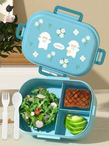 1pc Customized Name Text Cartoon Animal Bento Box With Divided Sealable Compartments, Portable PP Material Microwaveable Lunch Box, Exclusive Meal Container - Multicolor - View 6